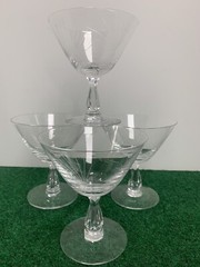 4 -Vintage Fostoria Crystal Pine Glasses 4 3/8” Inches x 3 7/8” Inches Diameter