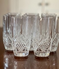 11 Cristal D’Arques-Durand MASQUERADE Tumblers Highball Glasses. Beveled Base