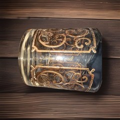 MCM Signed George Briard’s Double Old Fashion Glass Spanish Scroll 22k Filigree
