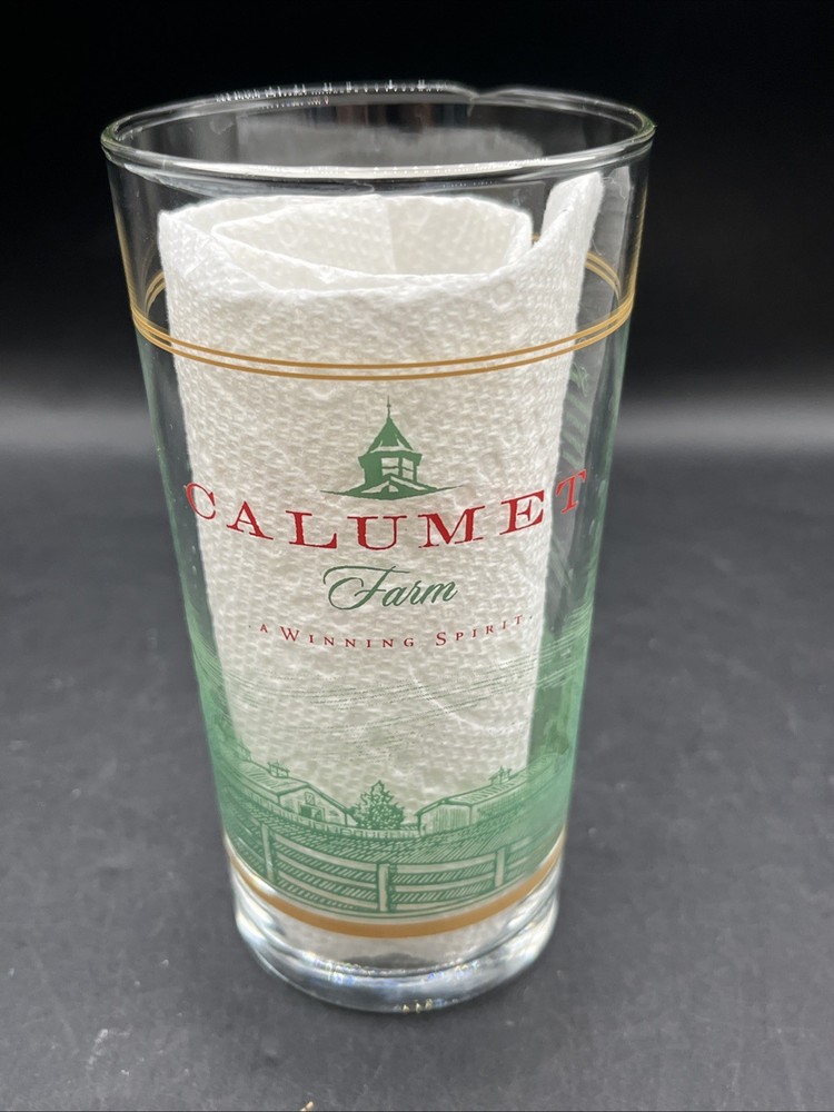 Calumet Farms Highball Glass A Winning Spirit Horse Racing Stallion Breeder 12oz