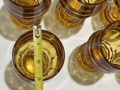Set of 8 Anchor Hocking Georgian Honeycomb Amber/Topaz Panel Tumblers~SIGNED~5″