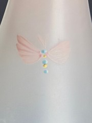 Lot of 6 PINK FROSTED OMBRE HAND PAINTED BUTTERLY ART GLASS WINE GLASS 7.5″