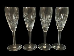 WATERFORD CRYSTAL Carina Fluted Champagne Glasses 8 1/2″. Set of 4