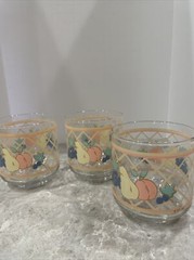 Vintage Libbey Juice Cup Drink-ware St Clair Fruit Pair/Peach/Grapes 3