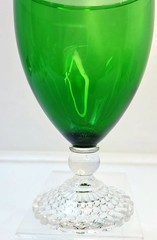 Set of 2 Anchor Hocking Boopie Emerald Green Bubble Foot Water Goblet Glasses