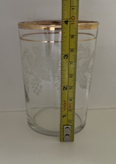 Set of 4 Bartlett Collins Vintage Frosted Grape Vine 22K Gold Trim 8 OZ Tumbler