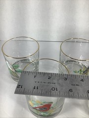 5~Vtg West Virginia Glass Co Songbirds Small Rocks Glasses Gold Trim