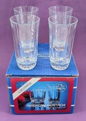 Vtg St. George Crystal American Heritage Set of 4 Beverage Glasses 24% Lead USA
