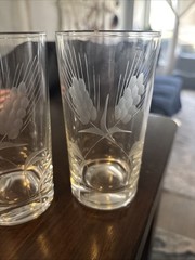 Set Of 4 Vintage Etched Wheat Pattern Highball Glasses
