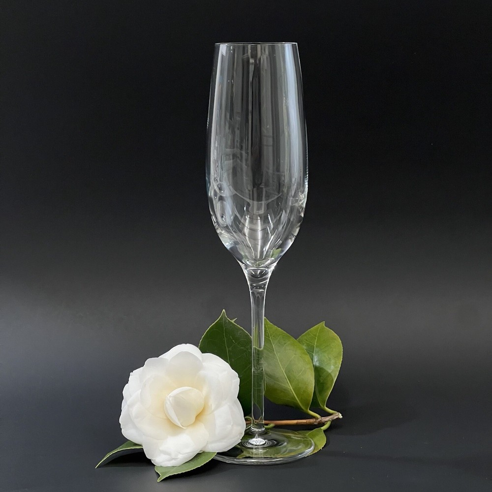 Tiffany & Co. Crystal Champagne Flute Classic U-Shape Signed 9 5/8″ EUC
