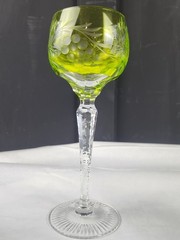 Nachtmann Traube Chartreuse Green Cut To Clear Crystal Hock Wine Glass Vtg