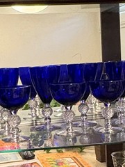 Vintage Golf Ball Cobalt Blue Water Goblet Ritz Blue by Morgantown Set of 6 EUC