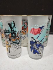 SET OF 6- Libbey Frosted Glasses Colorado Centennial Rush to the Rockies 1959