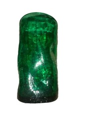 Pilgrim Glass Emerald Green 6″ Tall Tumbler Dimple Crackle Vase Vintage Good Con
