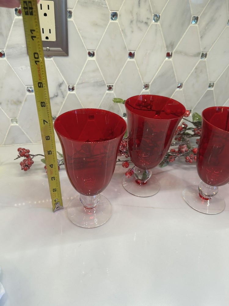 LENOX Holiday Gems Ruby Red Wine/Water Goblets Set of 4