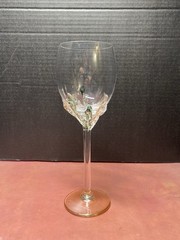 Vintage Ion Tamaian Wine Glass Romanian Art Glass 10-1/4″ Amber Bases Signed