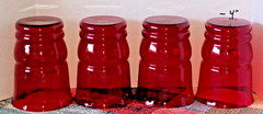 4 VTG ANCHOR HOCKING RUBY RED OLD FASHIONED TUMBLERS 4″ – 8oz