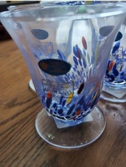10oz MURANO Italy White Crystal Cocktail Tumbler Wine Goblet Parfait—Confetti
