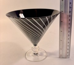 Vintage Black & White Cocktail Glasses 5×5″ 7oz, Set Of 4, Mod Style