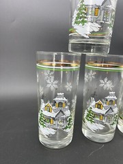 4pcs Winter Cottage Snow Vintage Luminarc Christmas Tumblers Holiday Style