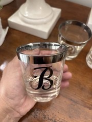Set Of 5 Short Cocktail Glasses 3.25” Tall Monogram “B” Dorothy Thorpe Glasses