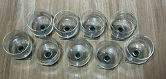 Vintage 9 MCM Federal Glass Nordic Midnight Smoked Gray Square Pedestal Base Set