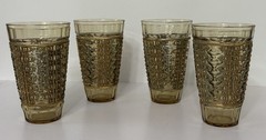 4 Rare Moser Bohemian Metal Overlay Cut Art Glass Juice Tumblers