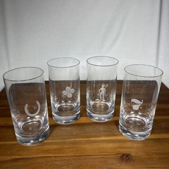Set 4 Lenox Kate Spade Fortunada Highball Glasses Poland Lucky Devil Etched