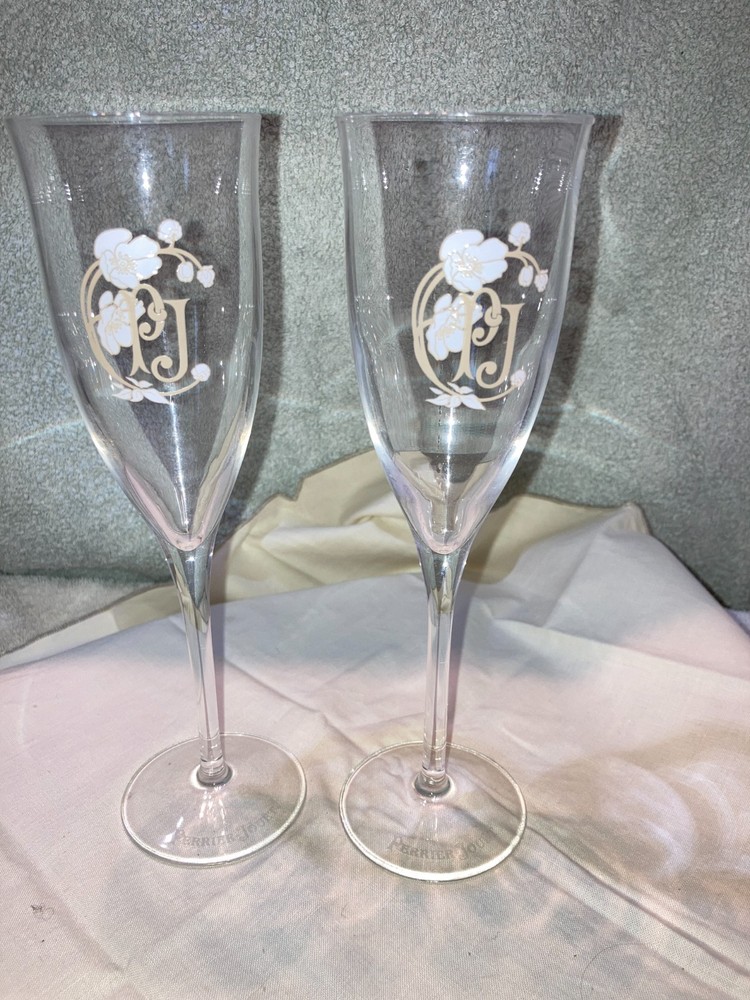 PERRIER JOUET PJ CHAMPAGNE FLUTES, France – 8 Inch Flared