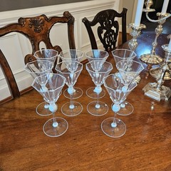 Set Of 10 Salviati Venetian Renaissance Octagonal White Champagne Wine Cocktail