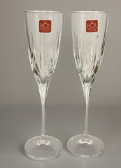 RCR Cristalleria Italiana For Disaronno 9.25″ Champagne Flutes Set Of 2 NEW