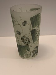 Frosted Hawaiian Souvenir Drinking Glass Green Ukulele Collectible Tumbler