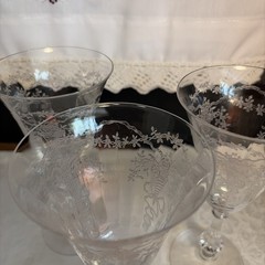 1930’s Fostoria Water Goblet Glass Corsage Pattern Set of 4 Discontinued