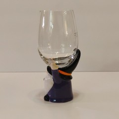 Gnome Wizard Fantasy Wine Glass Glass Ceramic Purple Black White With Cat