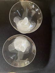 2 Wedding Toast Wings Stem Frosted Dove Crystal Glass Water/Wine