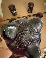 EAPG RIVERSIDE GLASS AMETHYST GOLD DÉCOR. CROESUS WATER SET PITCHER 6 TUMBLERS