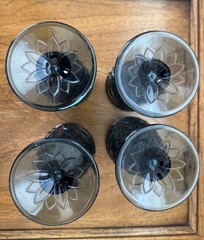 4 Tiara Bicentennial Colonial Blue Sandwich Ice Tea Goblets by Indiana Glass