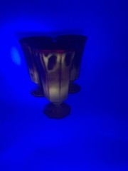 MCM Octagonal Ruby Amber Yellow Cadmium Orange Gothic Viking Water Goblets Set