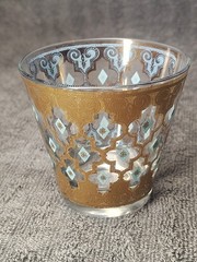 RARE Find 1 MCM Culver Cocktail Glass 22K Gold and Turquoise Cup EUC Elegant