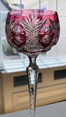 12 Mid-20th Century Bohemian (Germany) Fine Crystal Wine Hocks by NGL; PRISTINE