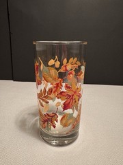Set Of 4 Vintage Libbey Crisa Autumn Leaves Drinking Glasses