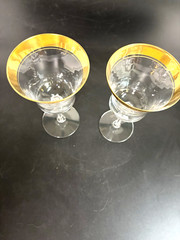Mikasa Crystal Palatial Gold Set of Two Wine Goblets 7″ Tall