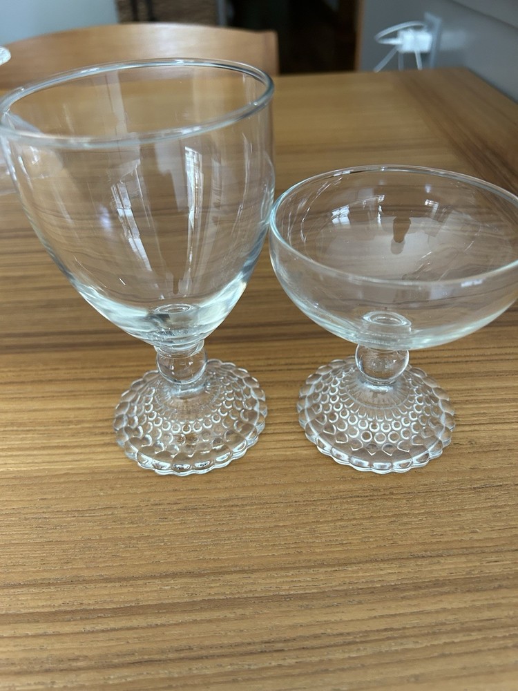 Vintage Anchor Hocking Bubble Stem 5 1/2 “ And 3 3/4 “ Glasses. 8 Of Each