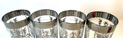 VTG Set Of 4 Kimiko Guardian Shield Crest Barware Glasses Highball Silver