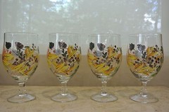 Set of 4 Hand Painted Water or Wine Glasses