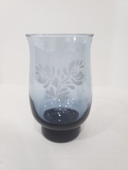 Vintage Pfaltzgraff Yorktowne Set Of 3 12 Oz Glass Glasses Tumblers Blue Etched