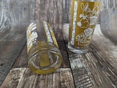 vintage drinking glasses set Of 2 Father Mother Spring Rabbit Nn0212