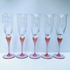 Mikasa Sea Mist Coral Frosted Stem Champagne Flutes Set Of 5