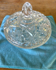 Vintage Anchor Hocking Early American Prescut Star Of David 7-1/8 Candy Dish/Lid