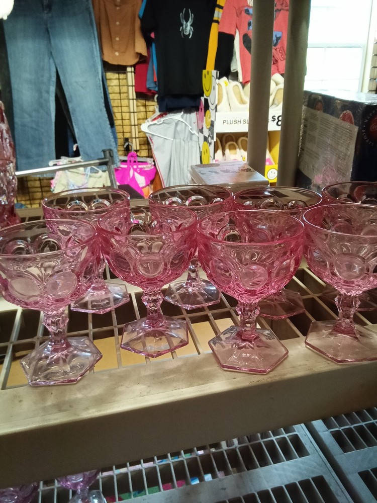 Set of 8 Vintage Pink Glass Goblets – 25% Off 5+ Items